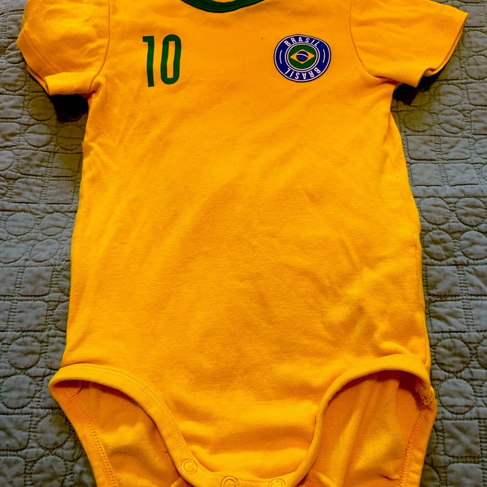 2T Brazilian Soccer jersey Transylvania baby onesie
